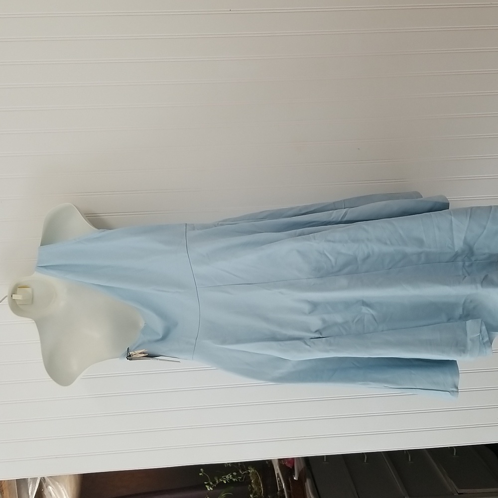 SARIN Mathews One Shoulder Long Sleeve High Lo A line Skater Blue Dress Medium - Picture 9 of 13